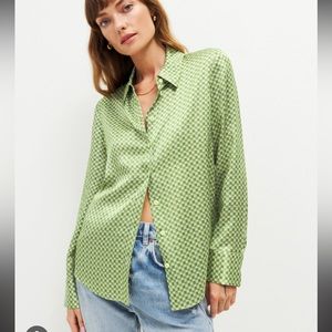 Reformation Sky Top - 100% silk blouse - size M.